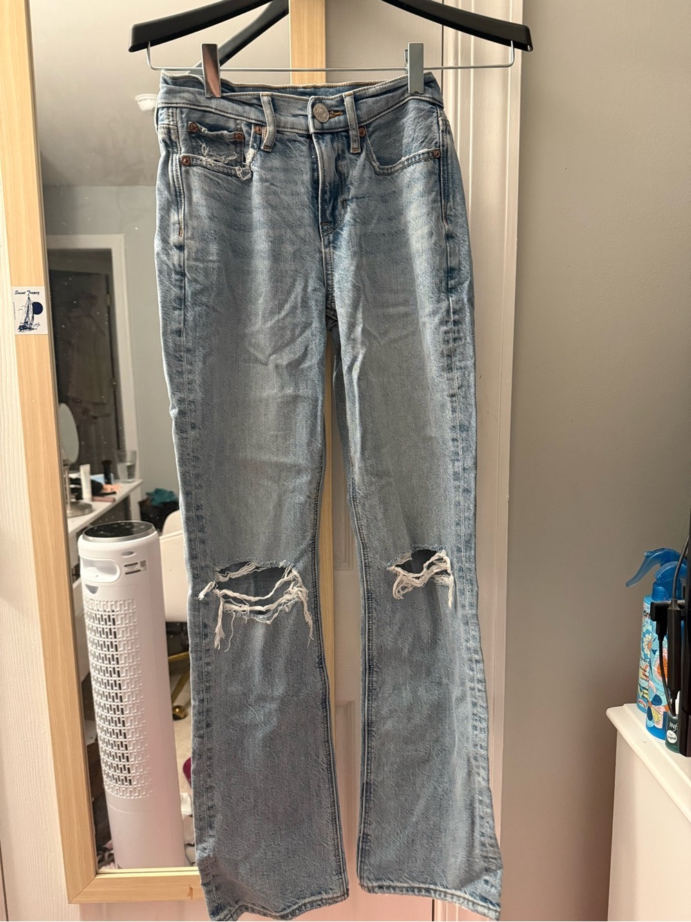 American Eagle Outfitters Light Blue Distressed Boot Cut Jeans